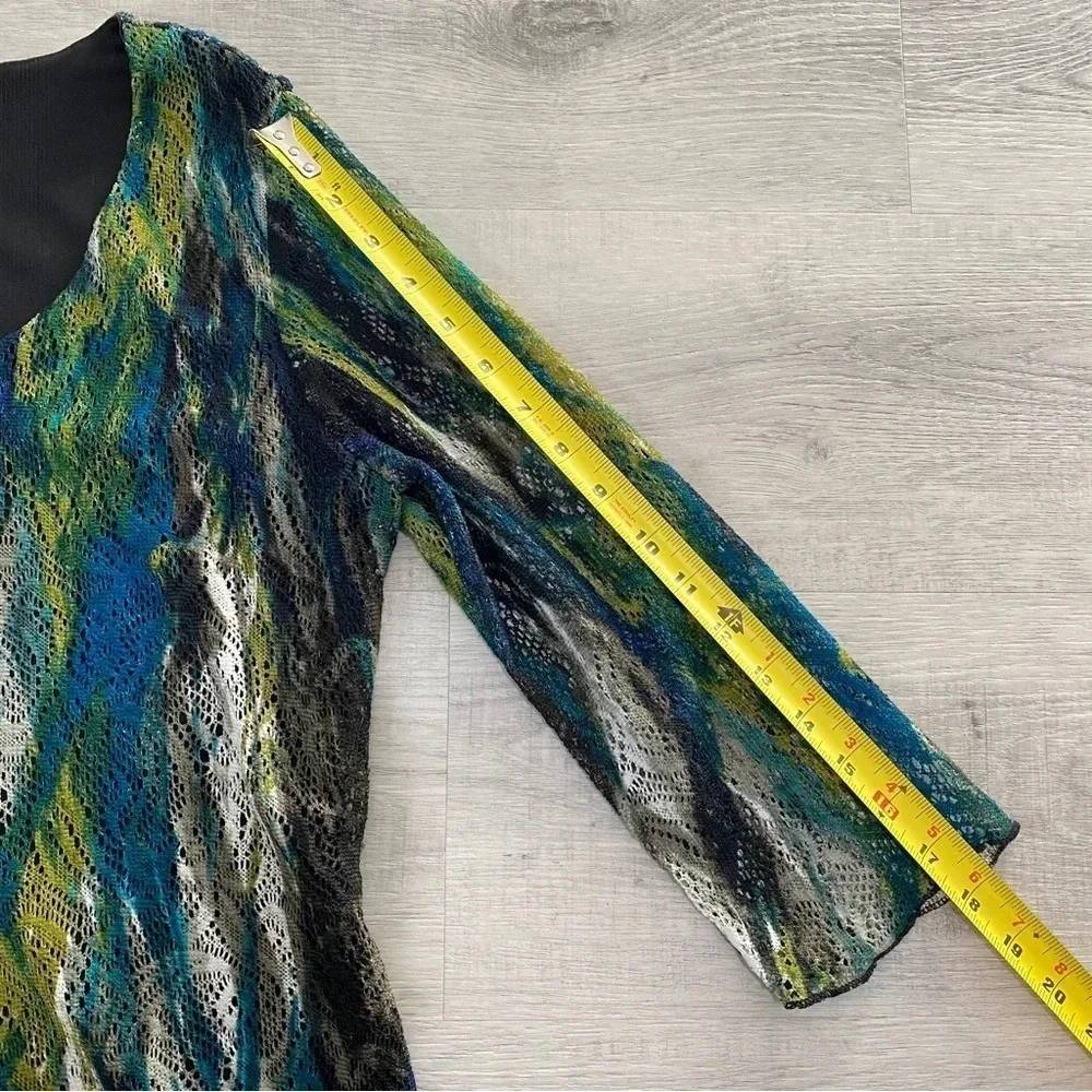 Clientele Watercolor Lace Overlay Frilly Blouse Size M